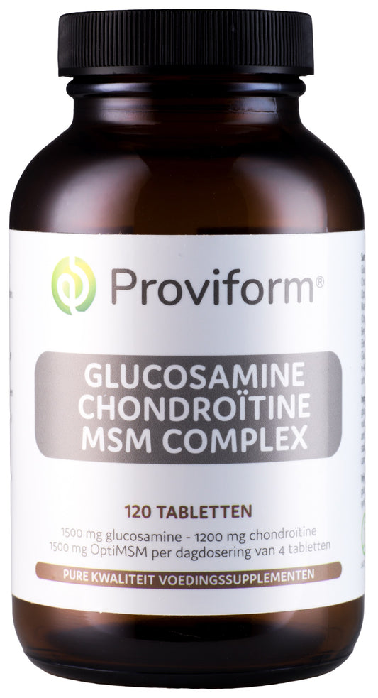 Proviform Glucosamine chondroitine complex MSM mineral supplement bottles with 120 tablets, dietary joint health support.