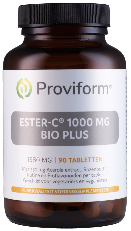 Proviform Ester C 1000 mg vitamin C supplement with bioflavonoids in a bottle of 90 tablets, shown in the image.