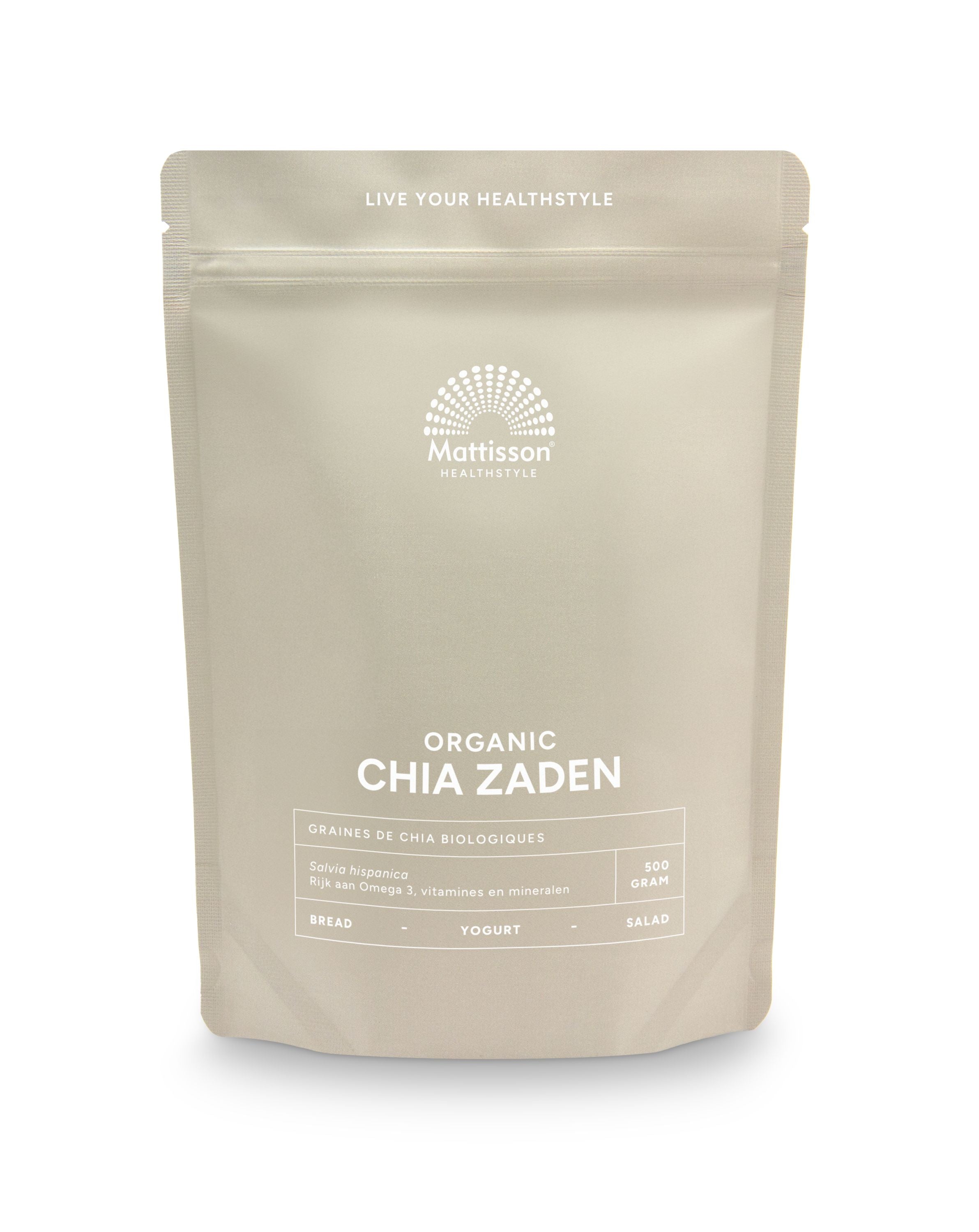 Mattisson Absolute chia zaad raw bio 500.00 Gram