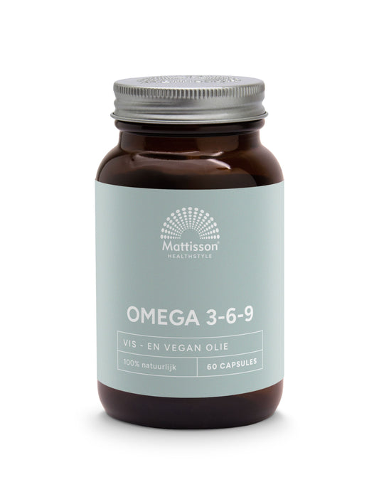 Mattisson Omega 3 6 9 capsules containing evening primrose and flaxseed, dietary supplements for healthy fats, 60 capsules.