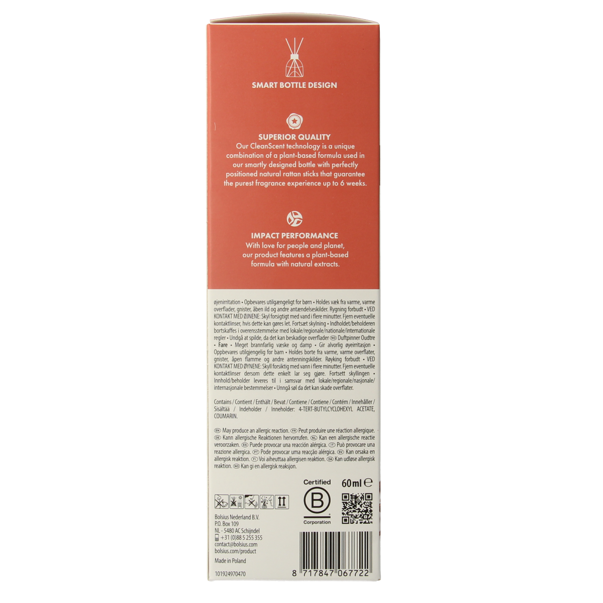Bolsius True Scents Oud Wood scent diffuser in 60ml bottle, with wooden cap and elegant packaging.