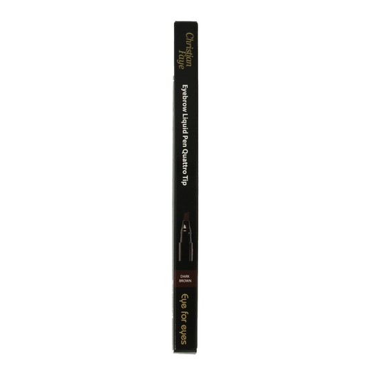 Christian Faye dark brown eyebrow liquid pen with quattro tip, 1.30g, for precise eyebrow makeup application.