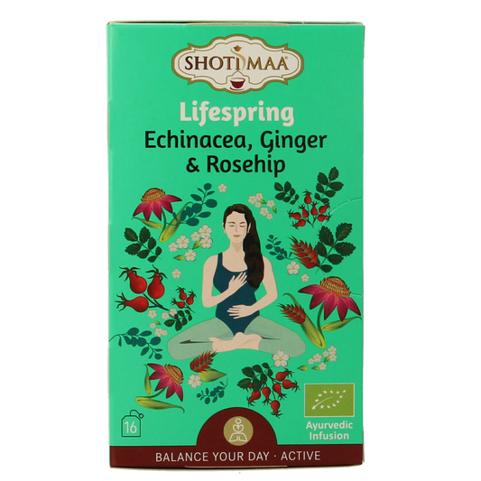 Shoti Maa Lifespring echinacea, ginger & rosehip bio 16.00 Zakjes