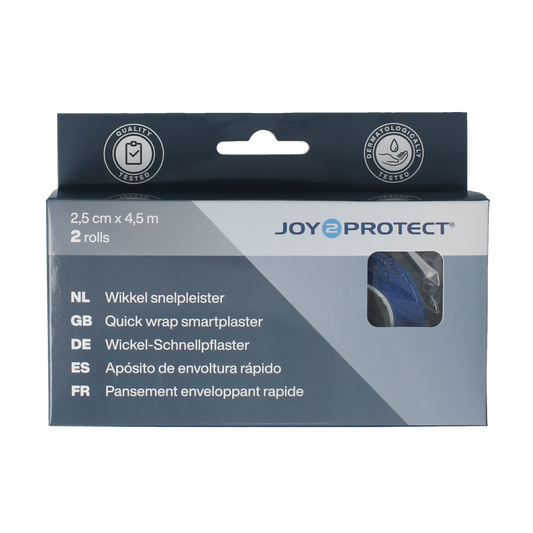 Blue Joy2protect adhesive plasters roll, 2.5cm x 4.5m, part of the Pleisters en Tape collection, for wound care.
