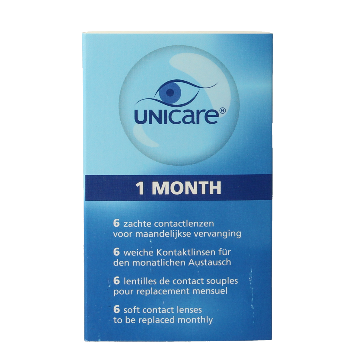 Unicare contact lenses -5.25 diopters, pack of 6, for vision correction, displayed in a clear blister pack