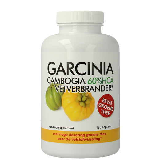 Natusor Garcinia Cambogia capsules with 60% HCA, herbal supplement for weight management, 180 capsules shown in the image.