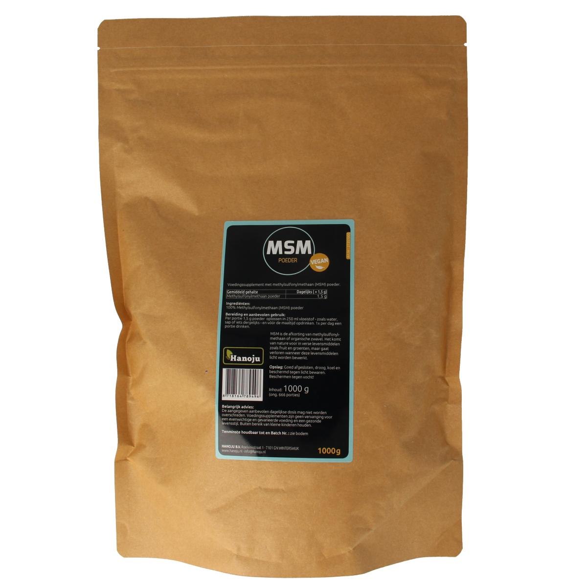 Hanoju MSM poeder 1.00 Kilogram