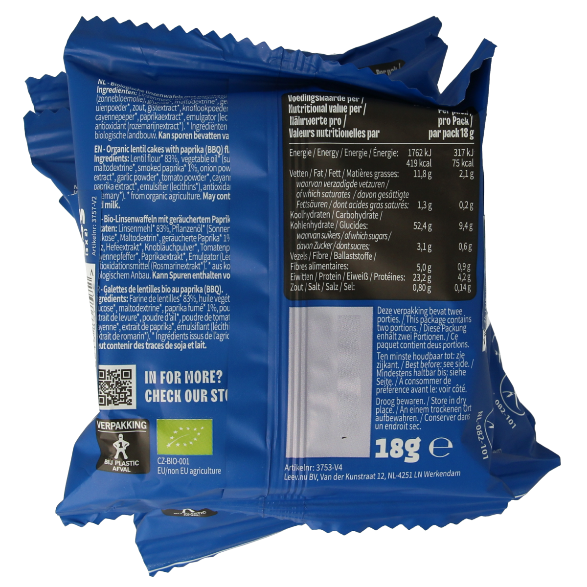Leev Lovely lentil cakes paprika bio 54.00 Gram