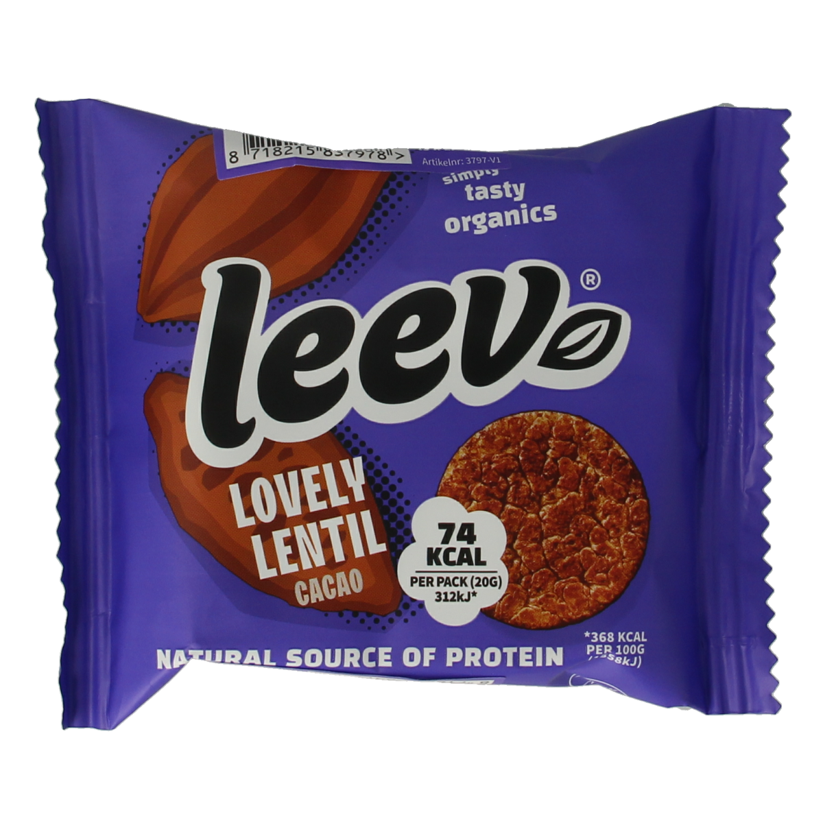 Leev Lovely lentil cakes cacao bio 60.00 Gram