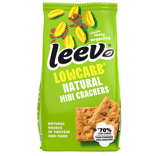 Leev Lowcarb mini crackers, natural bio, 85g, healthy bread and crackers product with crispy texture and whole grain appearance