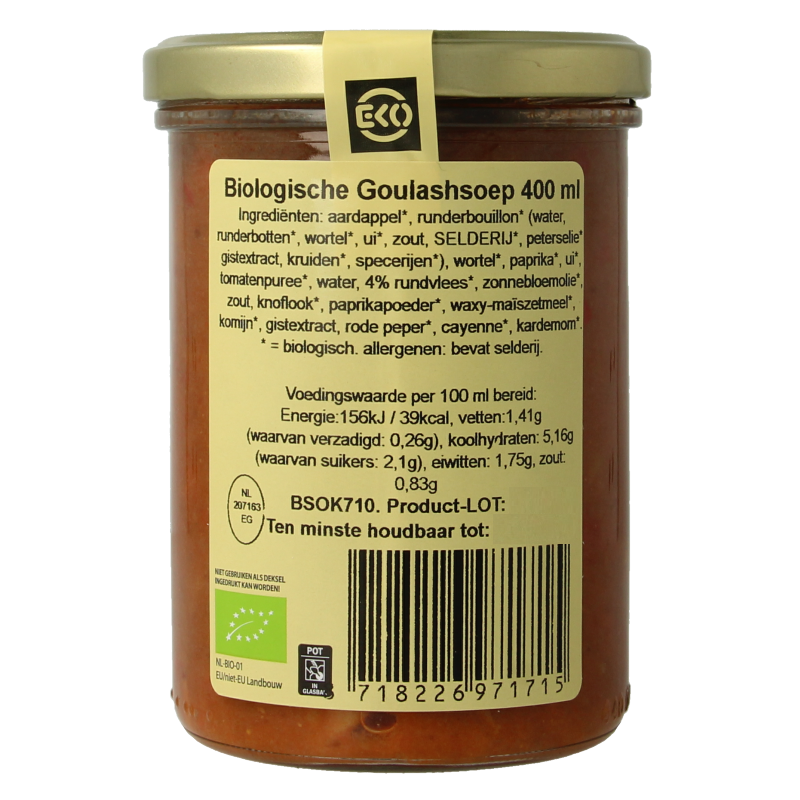 Kleinstesoepfabriek Goulash soep bio 400 Milliliter