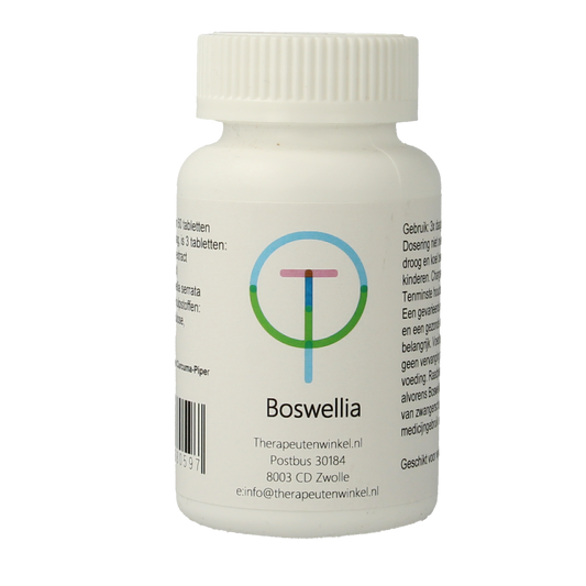 Therapeutenwinkel Boswellia+ herbal supplement in a bottle of 60 tablets, natural herbal remedy for joint support.