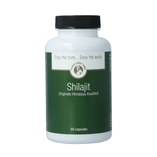Dr. Miracle Shilajit capsules in a bottle, herbal supplement from Kruidenpreparaten line, 60 capsules for natural wellness.