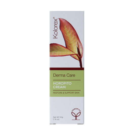 Kolorex Derma Care Horopito Creme 50g, natural body care cream with herbal ingredients, in a tube with a white cap.