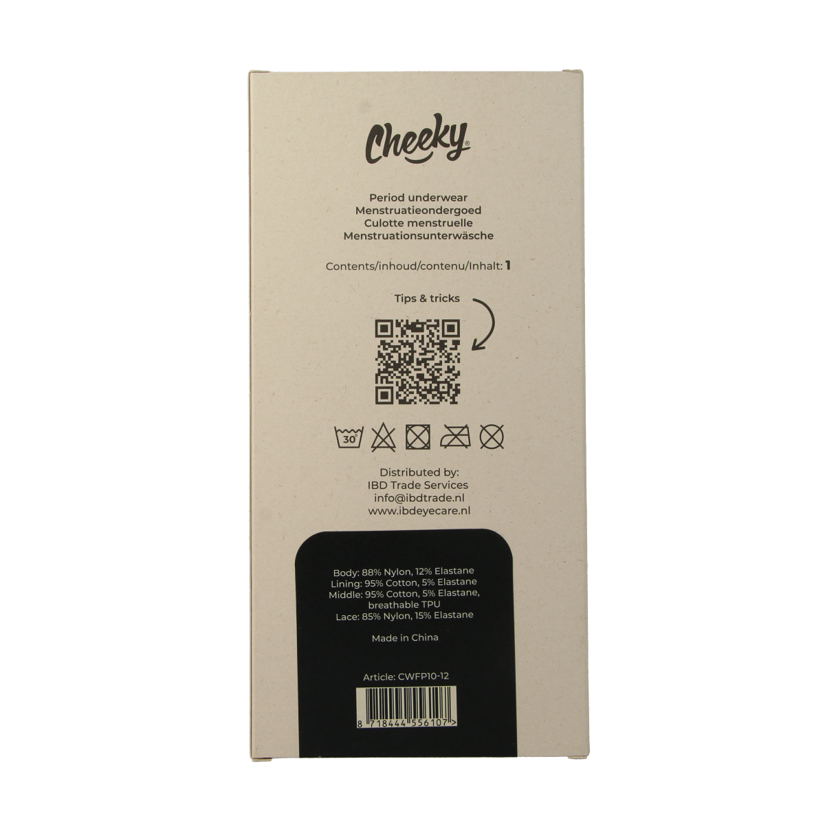 Cheeky Wipes Menstruatie ondergoed Feeling Pretty zw maat 38-40 1.00 Stuks