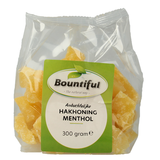 Bountiful Honing menthol jar, 300g, featuring the product label and packaging with green and white design elements.