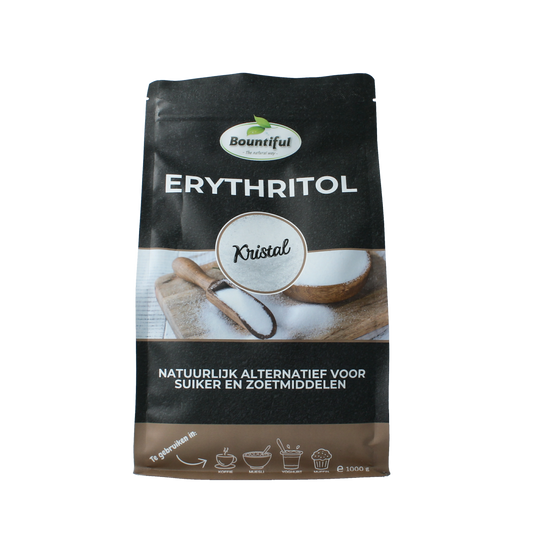 Bountiful Erythritol sweetener in 1000g package, natural sugar substitute, white crystalline powder for baking and cooking.