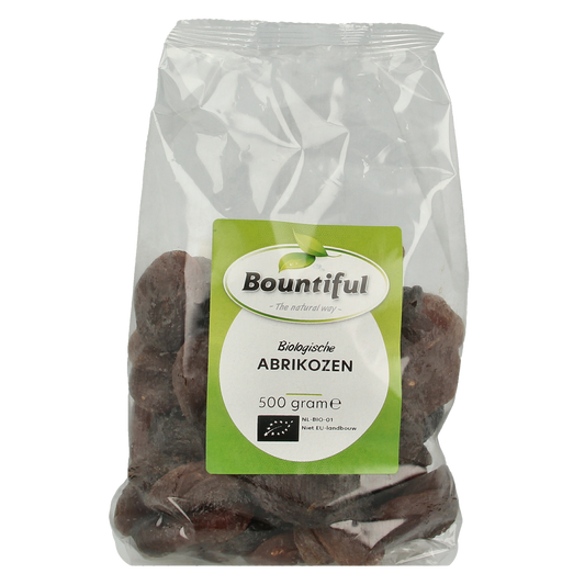 Bountiful Bountiful Organic Apricots, 500g, raw superfoods, fresh and vibrant apricot fruits on a white background