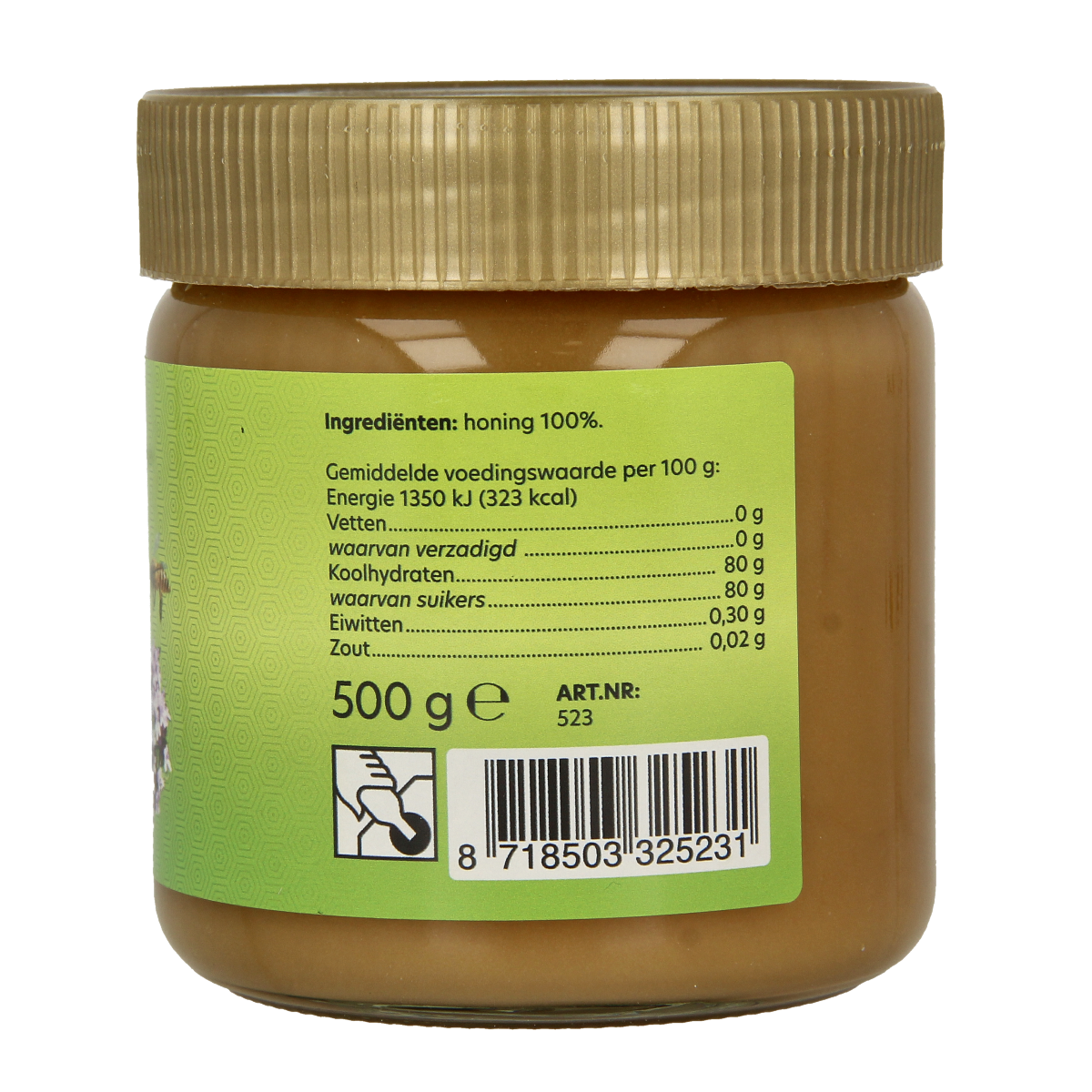 Bountiful Tijm Honing jar with 500g of natural honing balm, showcasing the textured balm inside a clear jar with a screw lid.