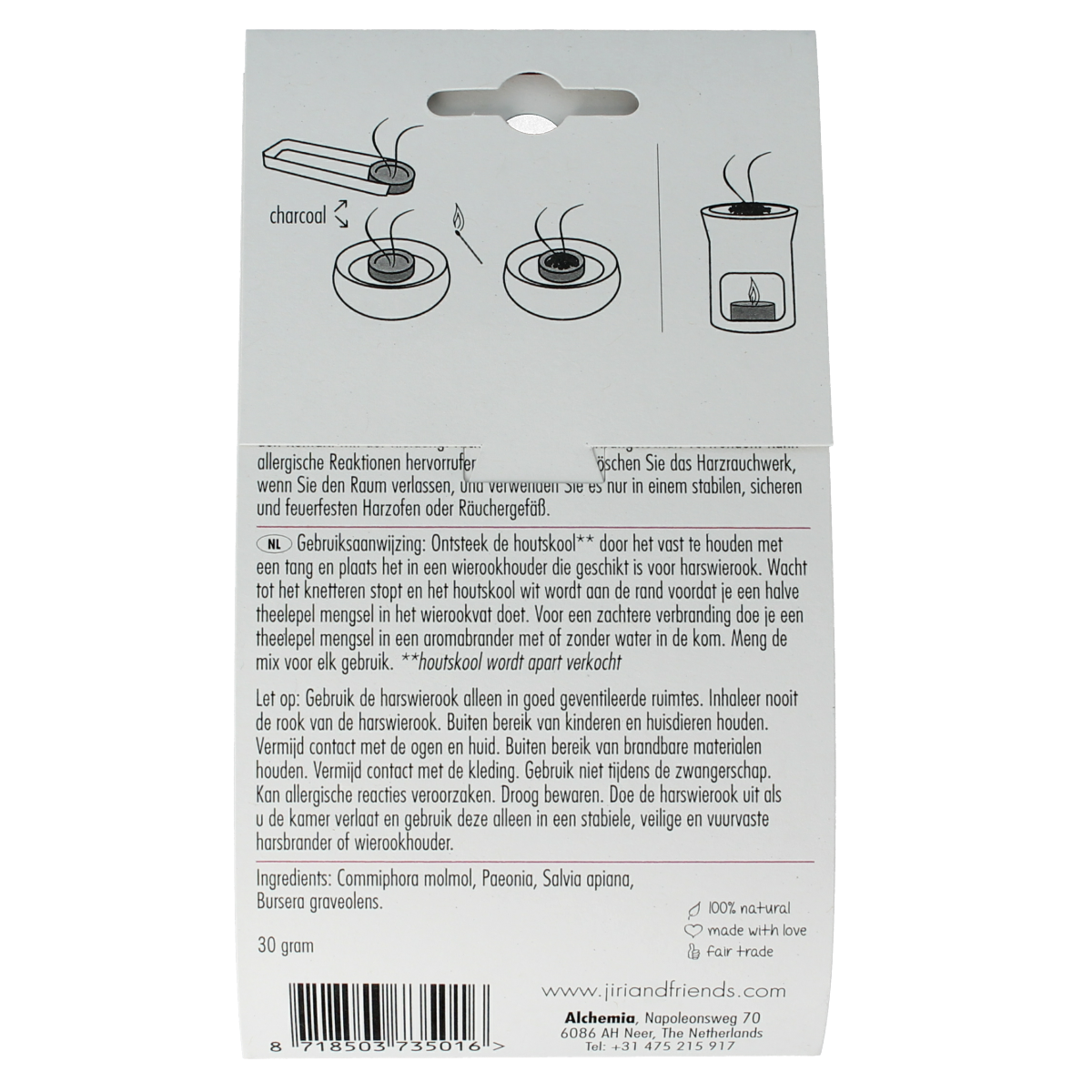 Jiri & Friends Harswierook incense sticks, 30 grams, fragrant natural wierook for relaxation and meditation.
