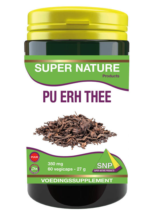 SNP Pu erh thee supplement in 60 vegetarian capsules, herbal preparation with 350mg Pu erh tea extract, natural health product