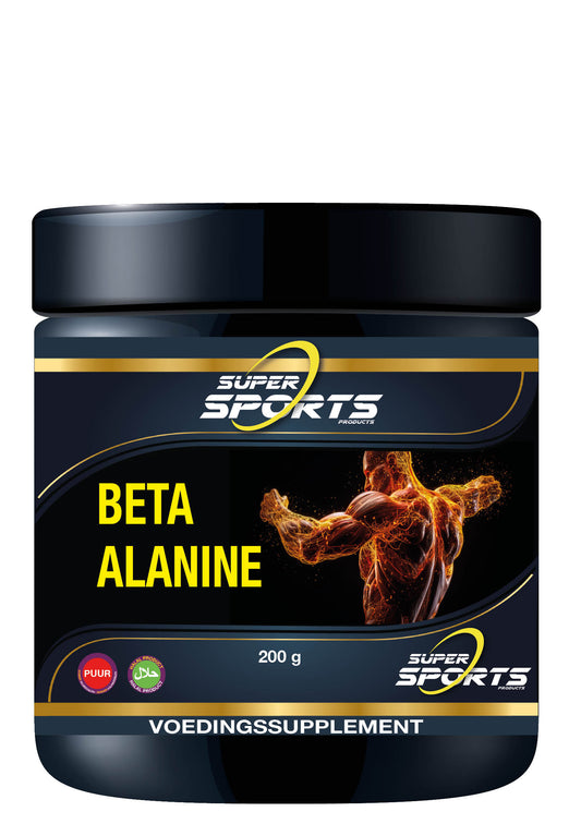 SNP Beta Alanine Pure amino acid supplement in 200g container, showing the product label and packaging.