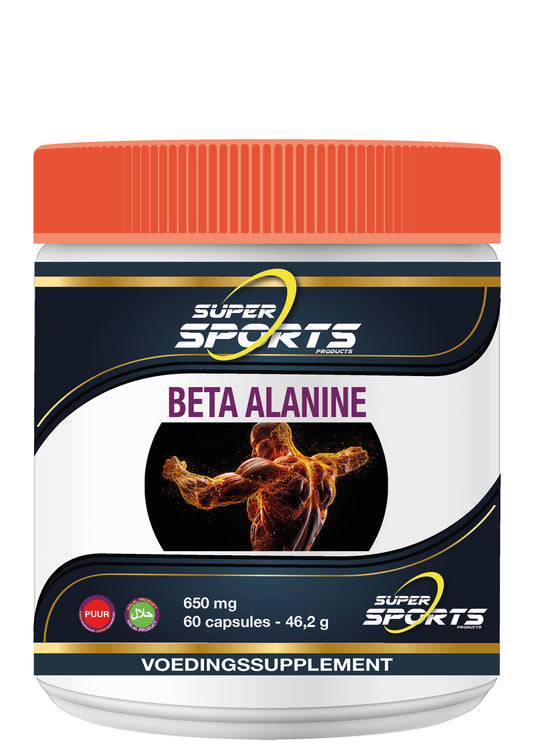 SNP Beta Alanine 650mg pure amino acid capsules, 60-count, featuring clear label and capsule appearance.