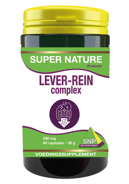 SNP Lever Rein Complex herbal supplement capsules in a bottle, designed for supporting liver health and detoxification.