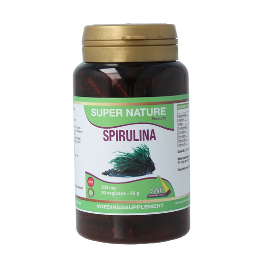 SNP Spirulina 500mg vegetarische capsules in een pot, kruidenpreparaat, natuurlijke supplementen voor energie en welzijn