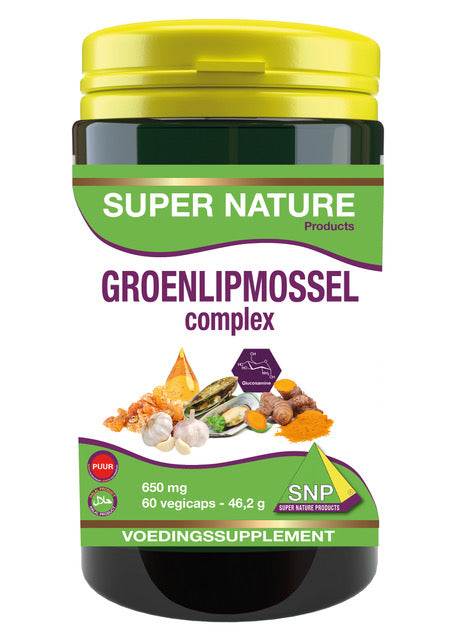 SNP Groenlipmossel complex puur supplement in 60 capsules, herbal preparation with green-lipped mussel extract.