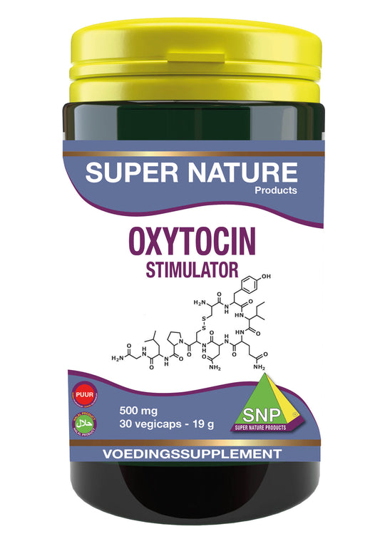 SNP Oxytocin stimulator puur vegetarian capsules in a bottle, containing amino acids supplement for health support.