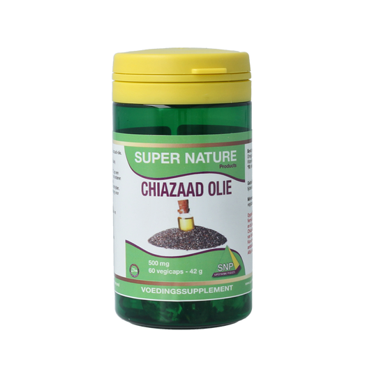 SNP Chiazaad olie vegetarian capsules, 500mg, 60 count, softgel capsules for healthy omega-3 fatty acids.