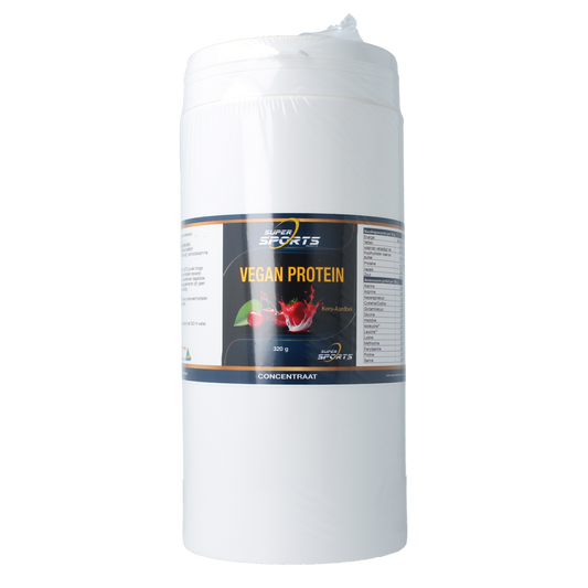 SNP Protein Kers Aardbei vegan amino acids supplement in 320g container, featuring strawberry flavor and nutritional ingredients.