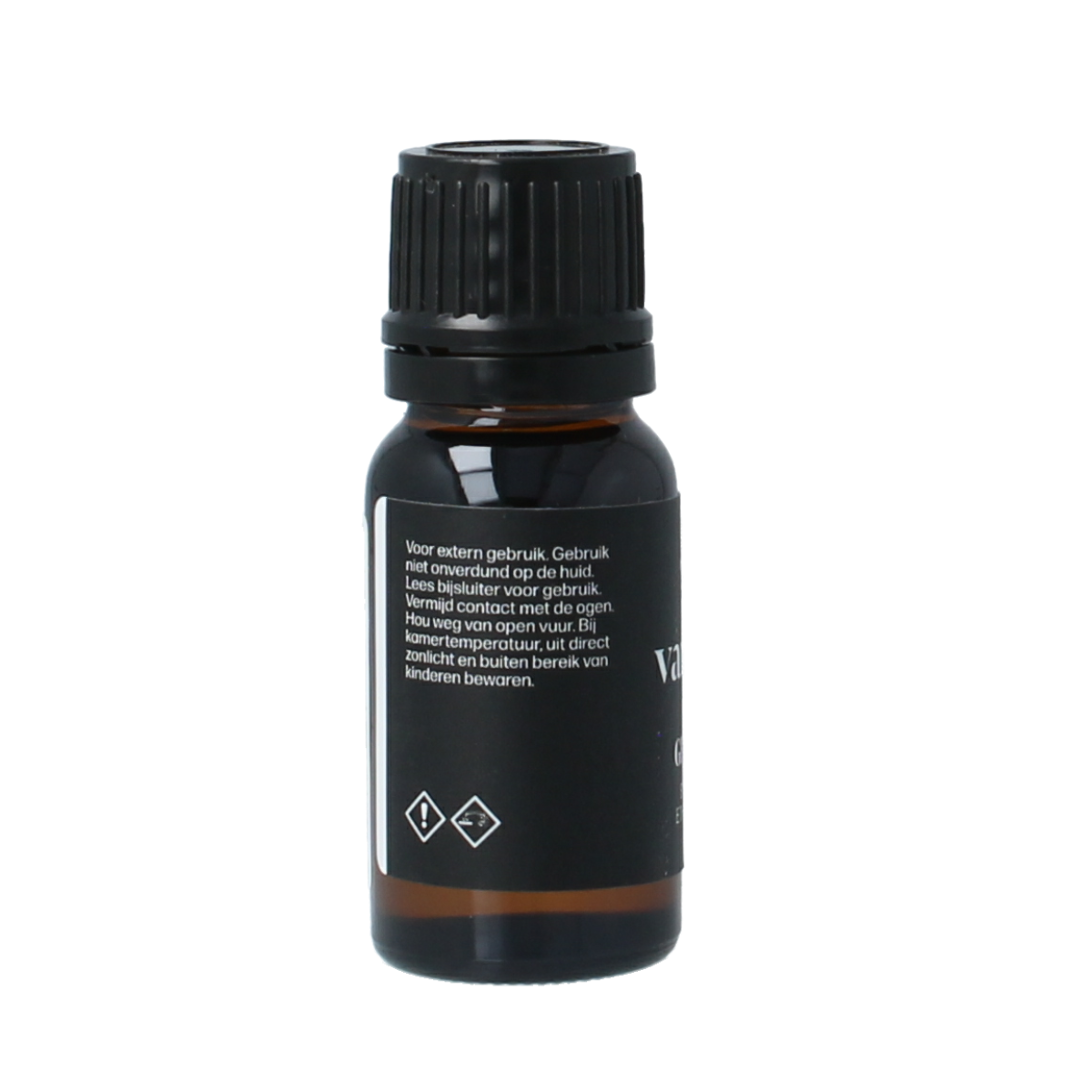 Van Toen Geranium bio essential oil in 10ml bottle, natural aromatherapy oil with vibrant geranium flowers and green leaves.