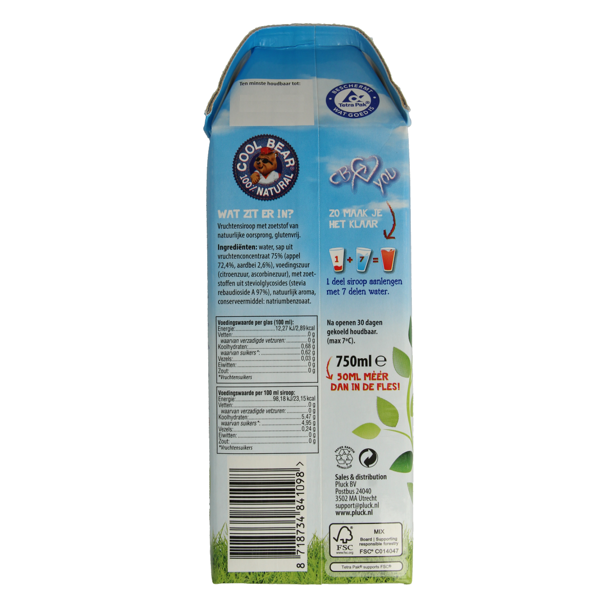 Cool Bear Siroop aardbei-appel 750.00 Milliliter