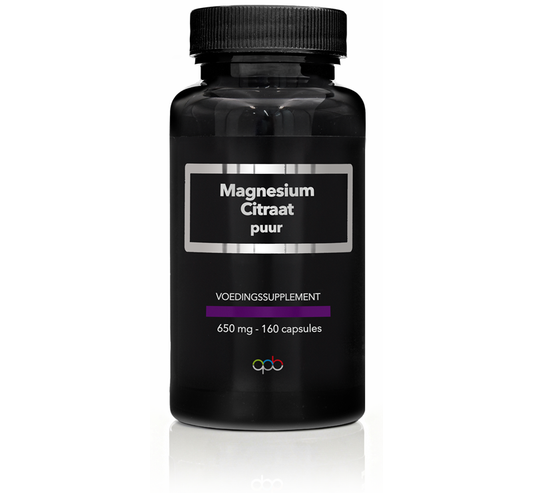 APB Holland Magnesium citraat puur 650mg 160 Vegetarische capsules