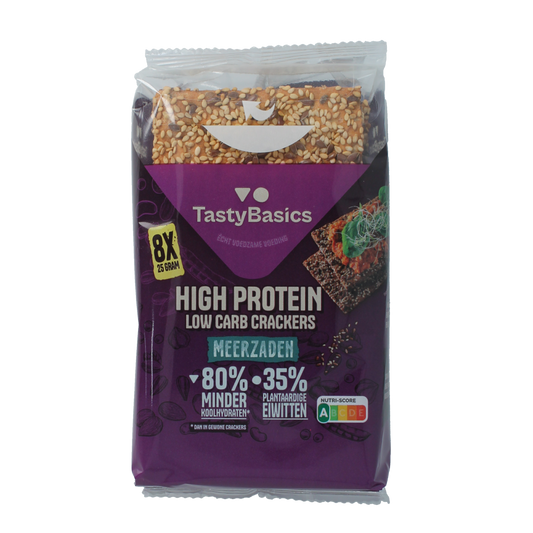TastyBasics Less carb-high protein crackers meerzaden 200.00 Gram