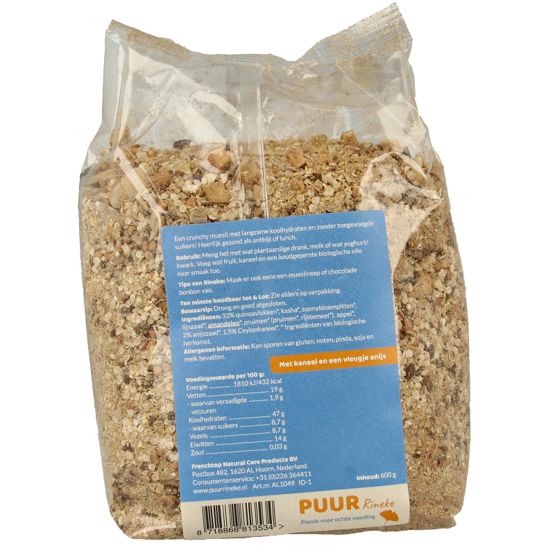 Puur Rineke Quinoa muesli bio 600 Gram