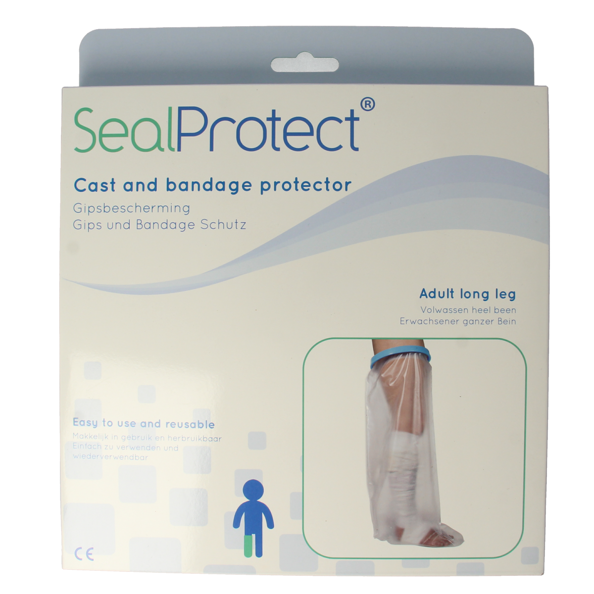Sealprotect adult heel bath shield in a single pack, designed for shower and bath protection, with a clear, flexible cover.