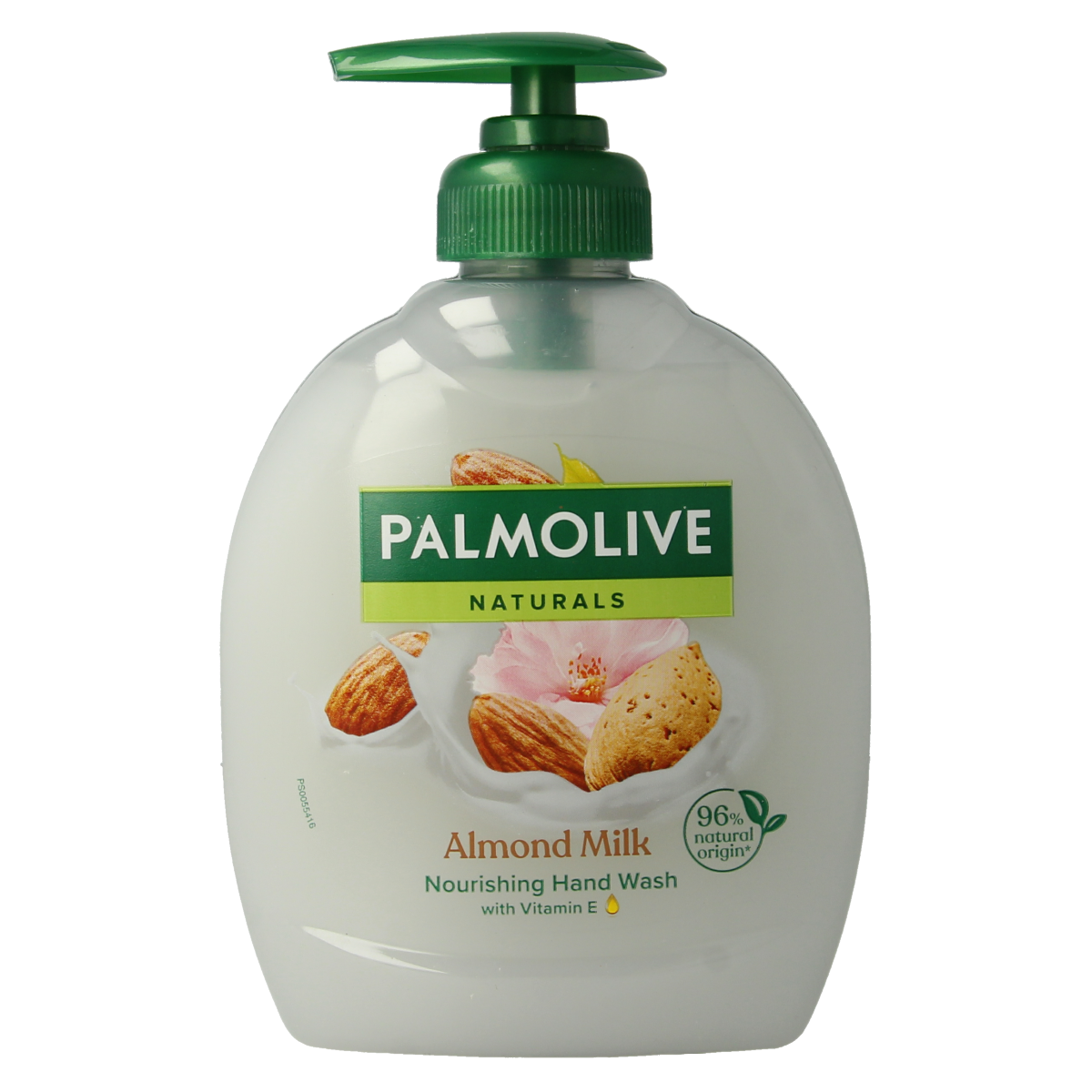 Palmolive Naturals hand soap with milk and almond, 300ml, featuring a pump dispenser and creamy hand care formula.