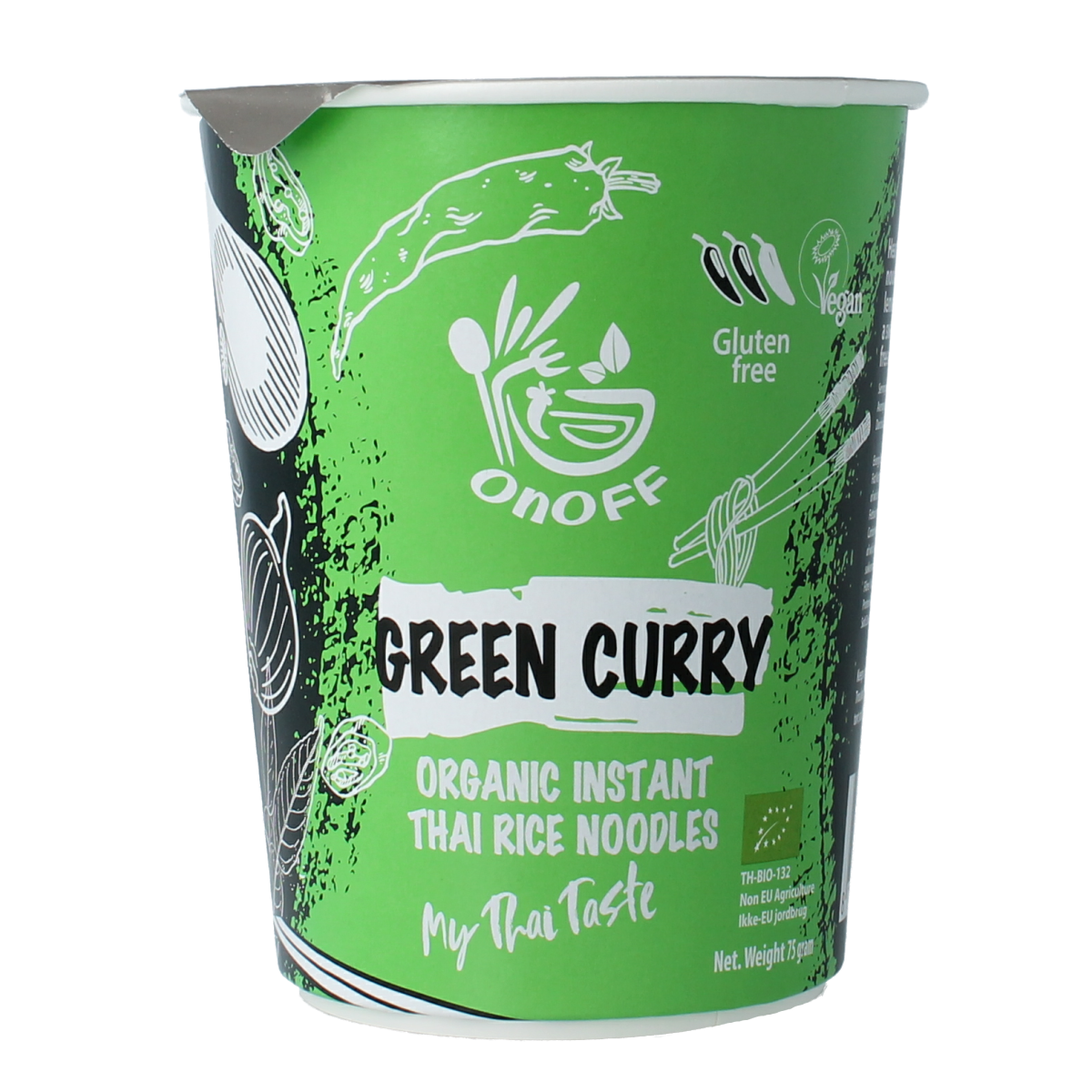Onoff Instant noodlesoup green curry bio 75.00 Gram