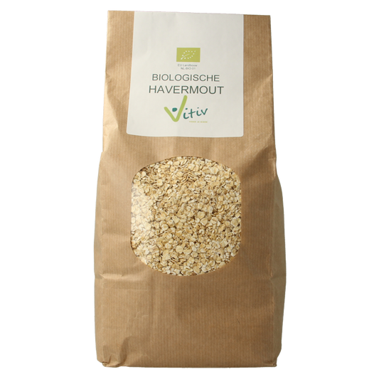 Vitiv organic oatmeal breakfast cereal in a 1kg package, natural whole grain oats for healthy breakfast options