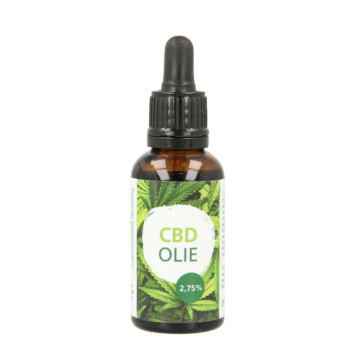 MijnNatuurwinkel CBD olie 2.75% kruidenpreparaat in 30ml bottle, showcasing the product packaging and label.