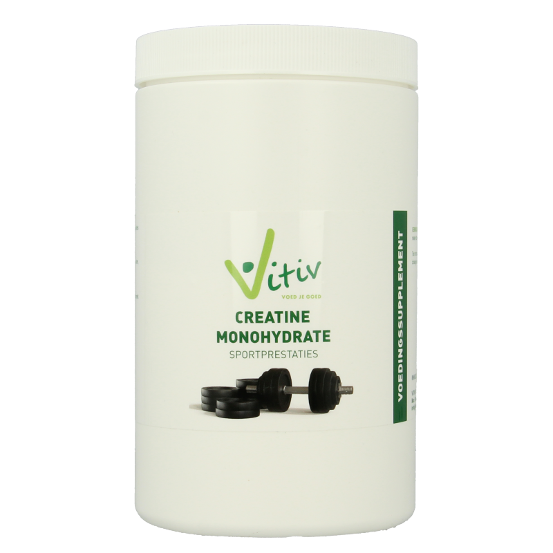 Vitiv Creatine Monohydrate 99.9% powder in a 500g container, suitable for amino acids and muscle support.
