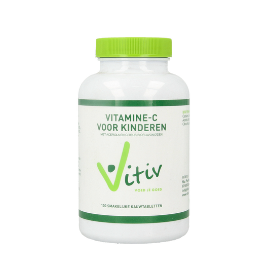 Vitiv Kinder vitamine C zuurvrij 120mg 100 Kauwtabletten