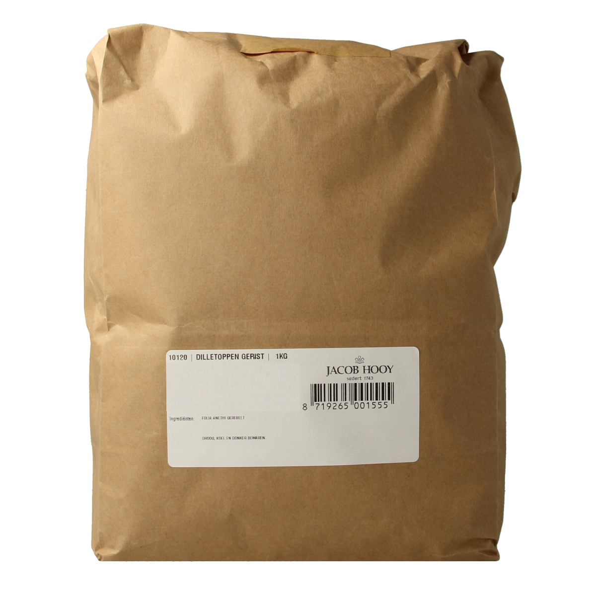Jacob Hooy Dilletoppen herbal salt and seasoning mix in a 1kg package, used for flavorful culinary dishes.