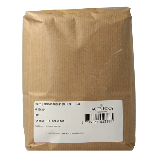 Jacob Hooy Meidoornbessen in bulk, natural herbal product, 1 kg for teas and health remedies.