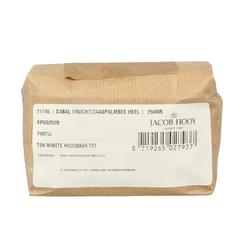 Jacob Hooy Sabal vruchten/zaagpalmbes 250 Gram