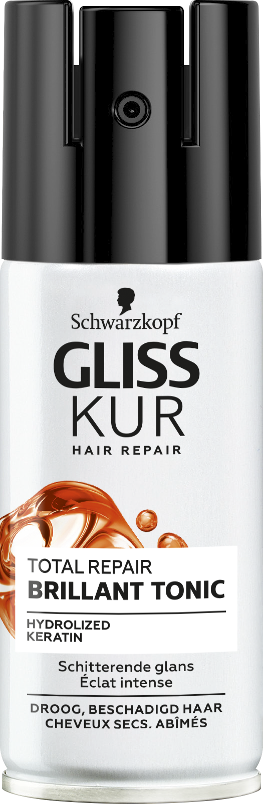 Gliss Kur Total Repair Brillant hair tonic in 100ml bottle, hair care product for repair and shine, shown in the image.
