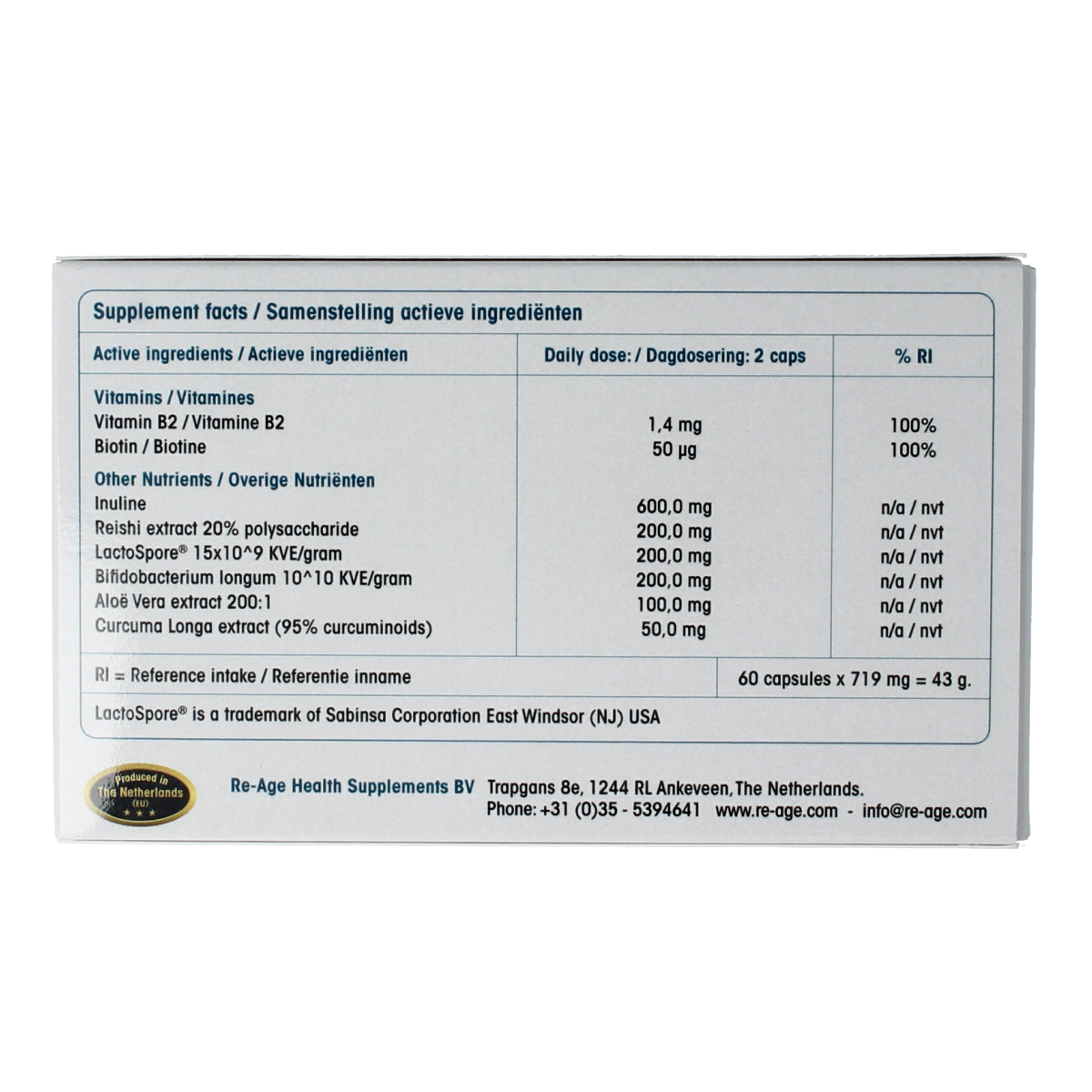 ReAge Gut feeling 60.00 Capsules
